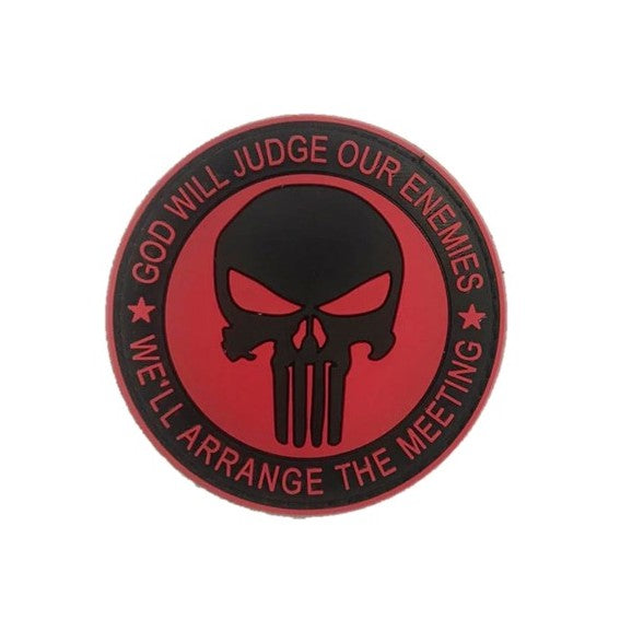 God will Judge, Punisher Rubber badge , Red