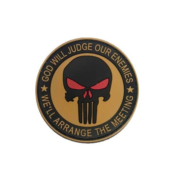 God will Judge, Punisher Rubber badge , Brown