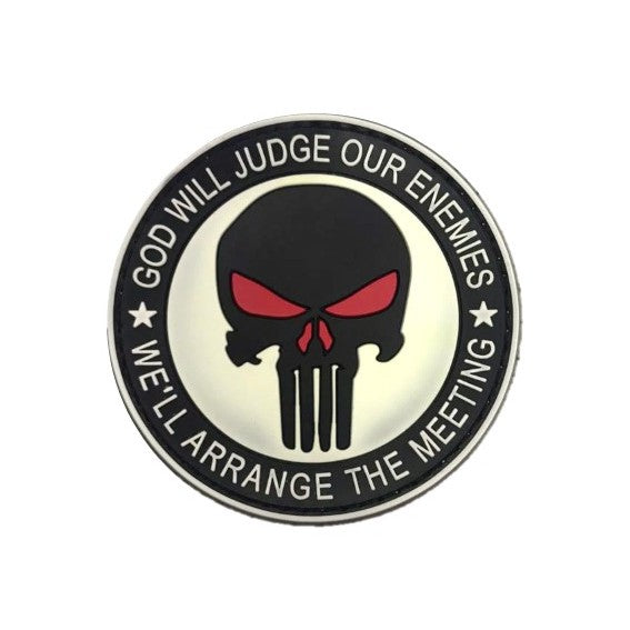God will Judge, Punisher Rubber badge , White