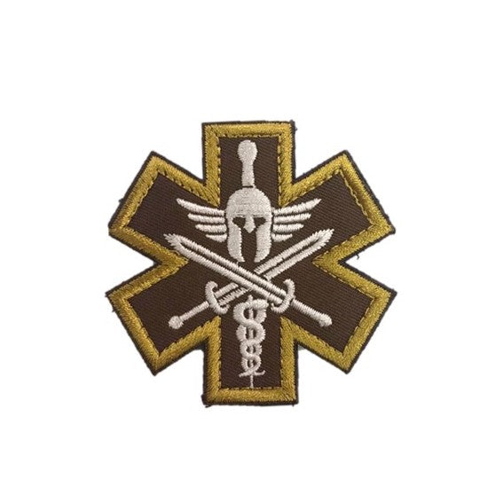 Spartan Medic Tactical Embroidery Patches Brown