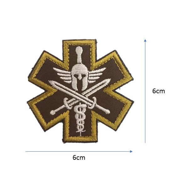 Spartan Medic Tactical Embroidery Patches Brown
