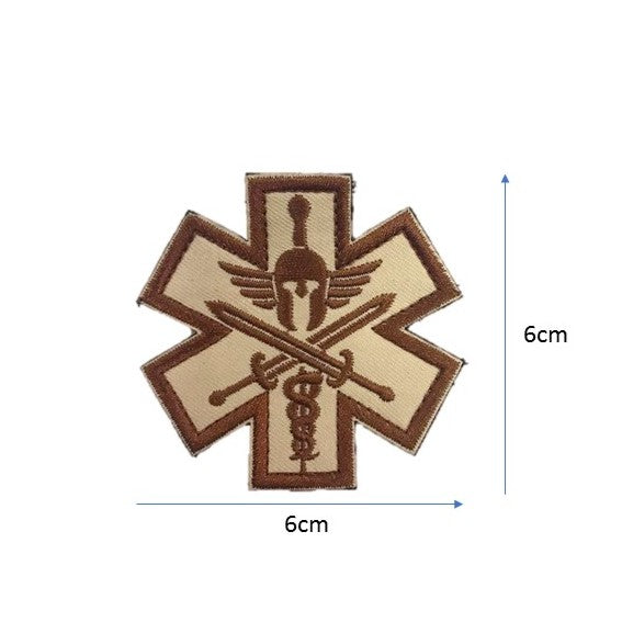 Spartan Medic Tactical Embroidery Patches Khaki
