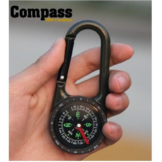 Caracompass Zinc Alloy Portable Carabiner Compass with Graduated Ring Outdoor Navigation Tools