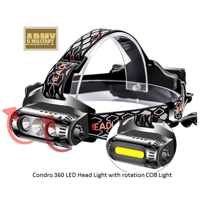 Condro 360 LED Head Light with rotation COB Light
