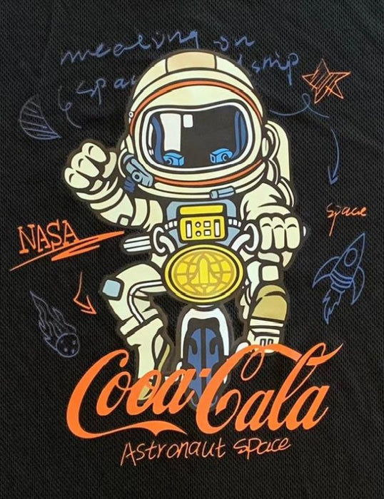 Coca Cola Astronaut Casual Short Sleeve T-Shirt Black