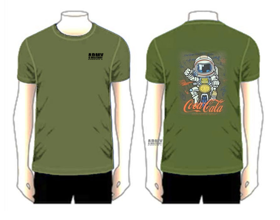 Coca Cola Astronaut Casual Short Sleeve T-Shirt Olive Green