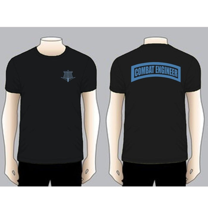COMBAT ENGINEER Black Unit T-shirt, Blue on Black