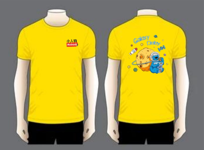 小人物 Cookie Monster Casual Short Sleeve T-Shirt Yellow