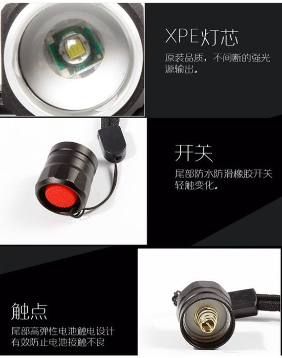 Mini Zoom Flash Light KS-118, Black