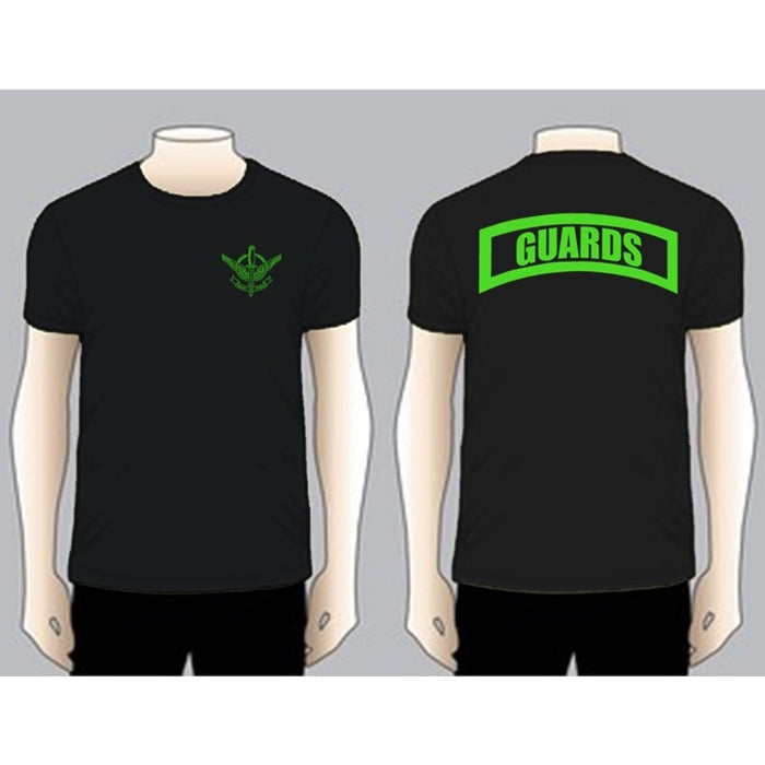 GUARDS Black Unit T-shirt, Green on Black