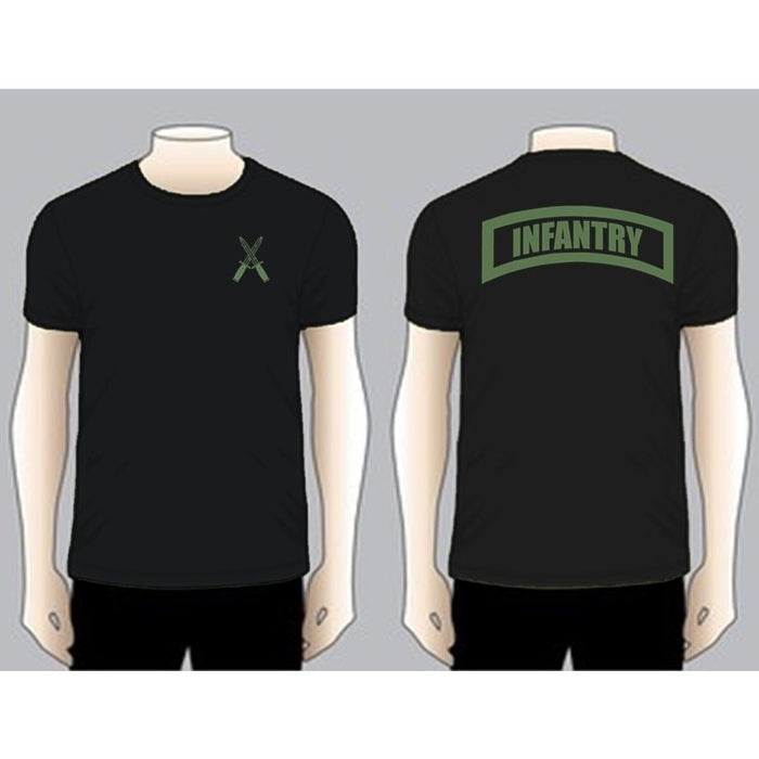 INFANTRY Black Unit T-shirt, Olive Green on Black