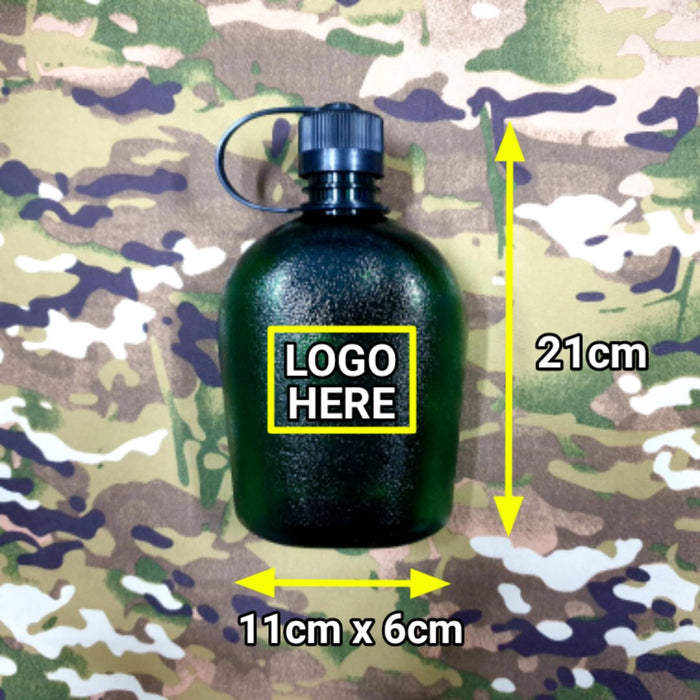 (Get a Quote) BPA-FREE Translucent Army Green Canteen Bottle with Customised Logo
