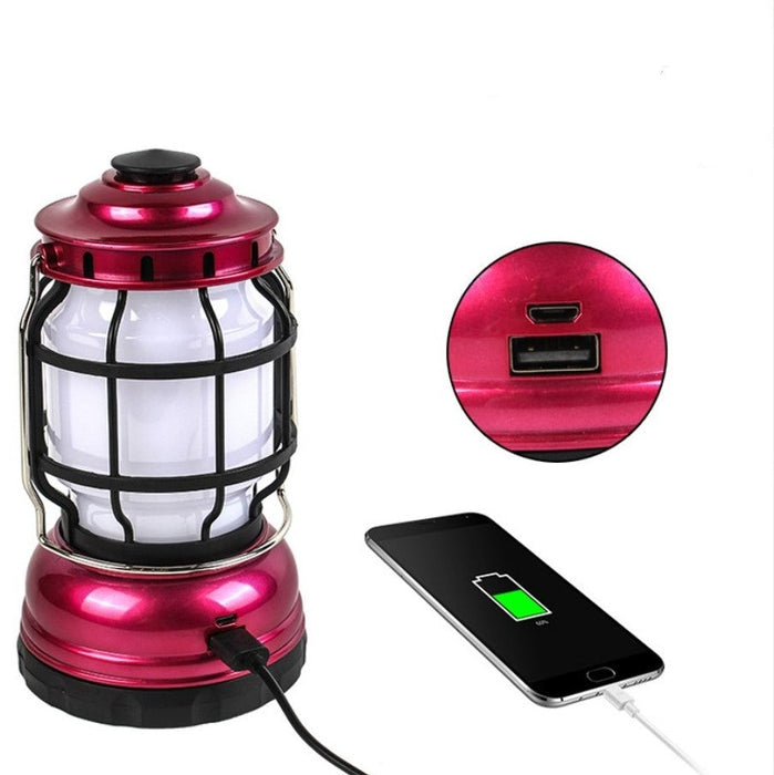 Vintage USB Charging Outdoor Small Camping Lamp Red Color