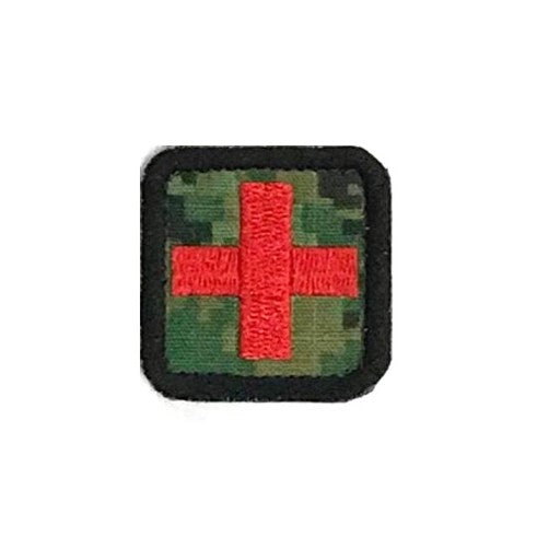 Pixelise Green Medic Square Patch , Black border