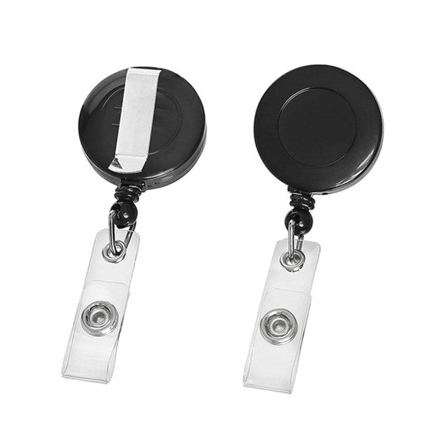 Pass Puller Black, Retractable Clip-On ID Badge Holder with Reel