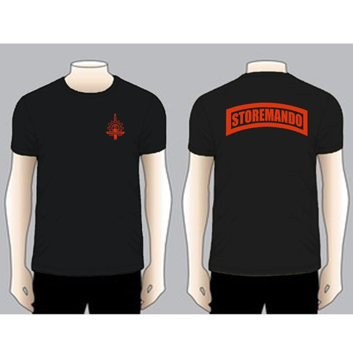 STOREMANDO Black Unit T-shirt, Red on Black